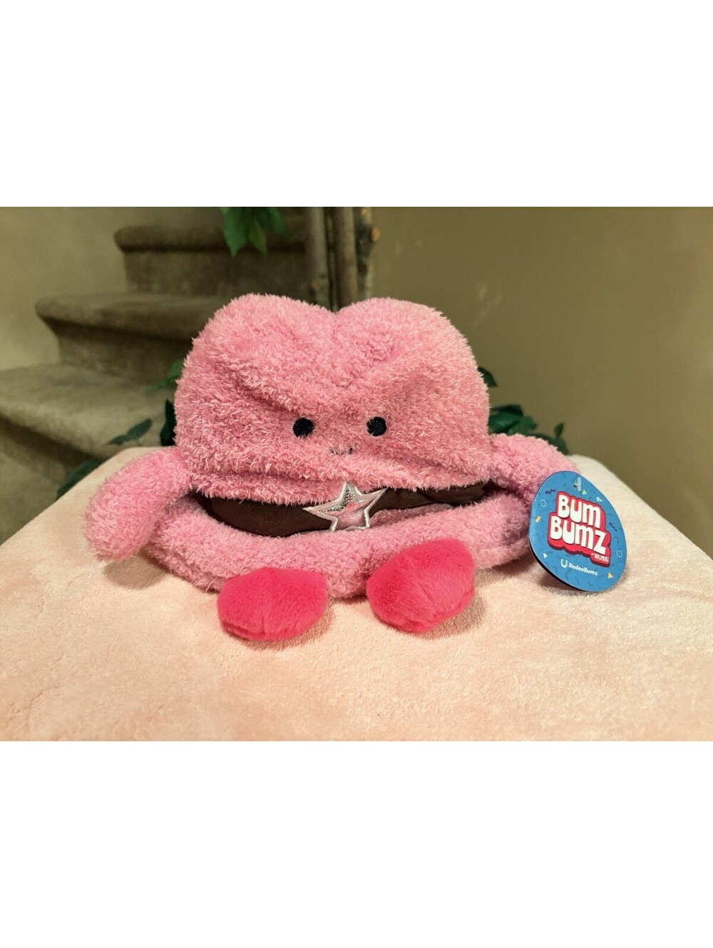 BumBumz Rodeo Bumz HEATHER COWGIRL HAT Pink Plush 10”x6”